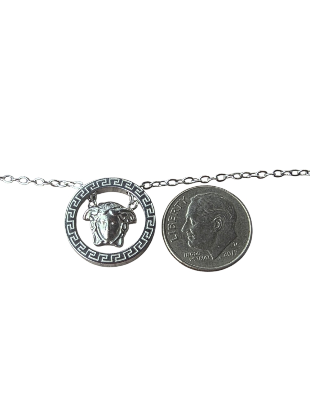 Silver Versace Medusa Pendant Necklace - Picture 3 of 5
